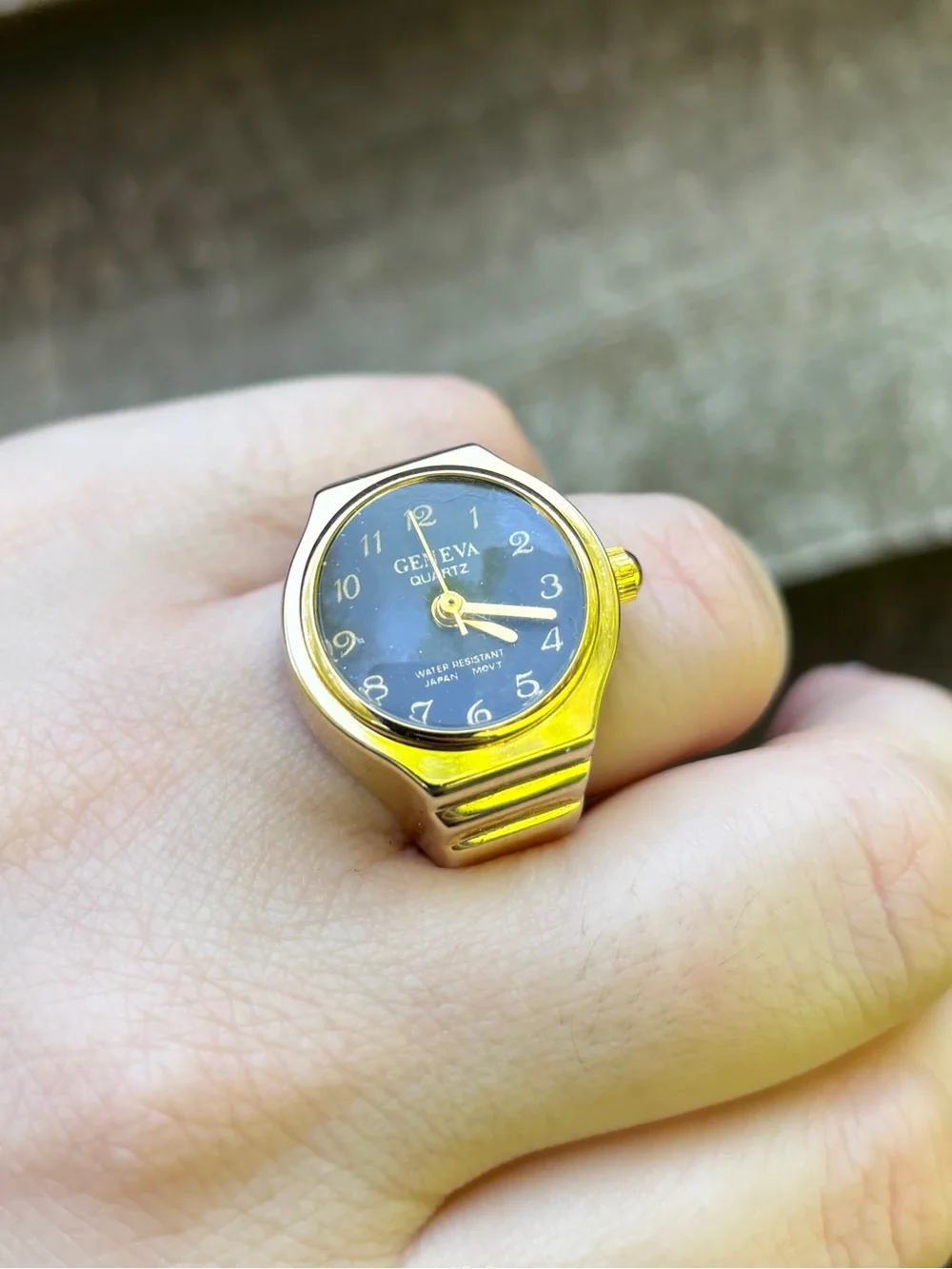 Vintage 90s Geneva Gold Ring Watch